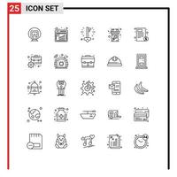 Set of 25 Modern UI Icons Symbols Signs for document message business female announcement Editable Vector Design Elements