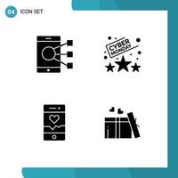 Pack of 4 creative Solid Glyphs of connect analysis phone sale smartphone Editable Vector Design Elements
