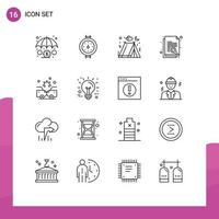 Set of 16 Modern UI Icons Symbols Signs for insurance crash love accident research Editable Vector Design Elements