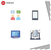 4 Universal Flat Icons Set for Web and Mobile Applications answers iphone tick smart phone network Editable Vector Design Elements