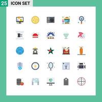 Mobile Interface Flat Color Set of 25 Pictograms of increase city bus terminal disc stop song Editable Vector Design Elements