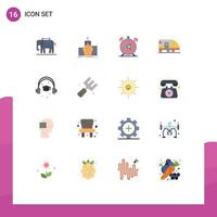 Modern Set of 16 Flat Colors Pictograph of cap train alarm subway sound Editable Pack of Creative Vector Design Elements