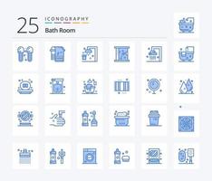 cuarto de baño 25 paquete de iconos de color azul que incluye baño. limpieza. limpiando baño. deporte vector