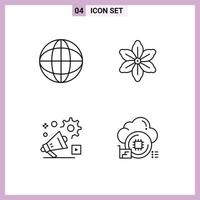 User Interface Pack of 4 Basic Filledline Flat Colors of business announcement flower spring advertisment Editable Vector Design Elements