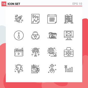 Universal Icon Symbols Group of 16 Modern Outlines of circle economy appointment calculate event Editable Vector Design Elements