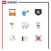 Modern Set of 9 Flat Colors Pictograph of brian imaginaton human imagination form security Editable Vector Design Elements