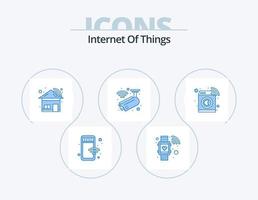 Internet Of Things Blue Icon Pack 5 Icon Design. washing. machine. home. security. cctv vector