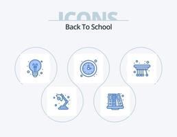 Back To School Blue Icon Pack 5 Icon Design. movement. timer. bulb. time. clock vector