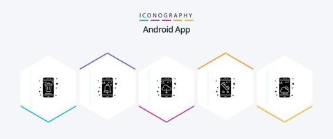 paquete de iconos de 25 glifos de la aplicación de Android, incluido el teléfono. teléfono. usuario. móvil. aplicación vector
