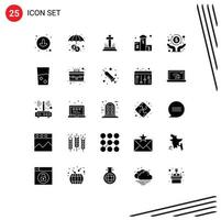 Set of 25 Vector Solid Glyphs on Grid for freedom economic cross race win Editable Vector Design Elements