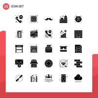 Set of 25 Modern UI Icons Symbols Signs for cat sport movember game basket Editable Vector Design Elements