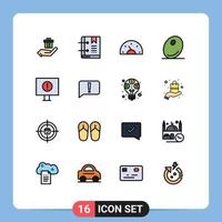 Set of 16 Modern UI Icons Symbols Signs for computer olive page food creative Editable Creative Vector Design Elements