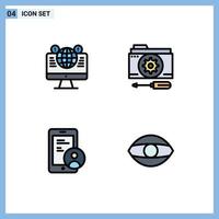 paquete de iconos de vector de stock de 4 signos y símbolos de línea para herramientas de sitio web carpeta de redes sociales elementos de diseño de vector editables seguros