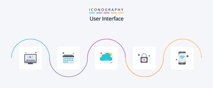 interfaz de usuario plana 5 paquete de iconos que incluye . Wifi. lluvioso. red. seguro vector