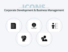 Corporate Development And Business Management Glyph Icon Pack 5 Icon Design. list. check. chart. checklist. person vector