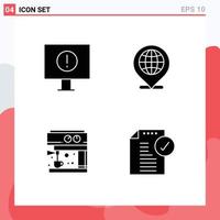 4 Creative Icons Modern Signs and Symbols of computer maker global location approved Editable Vector Design Elements