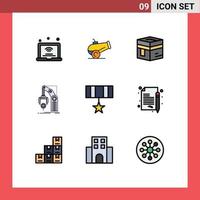 Pictogram Set of 9 Simple Filledline Flat Colors of army mechanism holy hand automation Editable Vector Design Elements