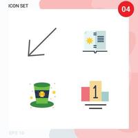 4 Flat Icon concept for Websites Mobile and Apps arrow irish book instruction podium Editable Vector Design Elements