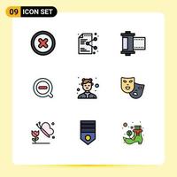 Universal Icon Symbols Group of 9 Modern Filledline Flat Colors of catering delete camera remove search Editable Vector Design Elements