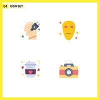 Pictogram Set of 4 Simple Flat Icons of head cup plug galaxy long Editable Vector Design Elements