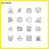 paquete de iconos de vector de stock de 16 signos y símbolos de línea para alimentos enviar mensaje de grupo persona elementos de diseño de vector editables