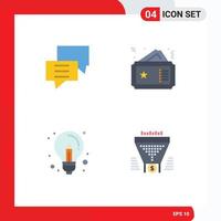 Set of 4 Modern UI Icons Symbols Signs for bubbles movie discuss pass business Editable Vector Design Elements