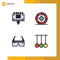 4 Filledline Flat Color concept for Websites Mobile and Apps ad computer signboard form digital Editable Vector Design Elements