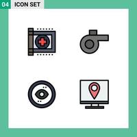 Pictogram Set of 4 Simple Filledline Flat Colors of care interface health whistle view Editable Vector Design Elements
