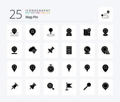 Map Pin 25 Solid Glyph icon pack including mark. marker. map. marker. map vector