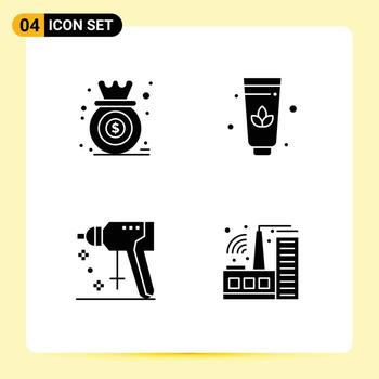 Set of Vector Solid Glyphs on Grid for analysis puncher graph cream building Editable Vector Design Elements