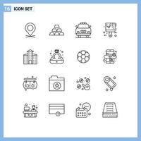 16 iconos creativos signos y símbolos modernos de construcción pintura de color de coche elementos de diseño vectorial editables vector