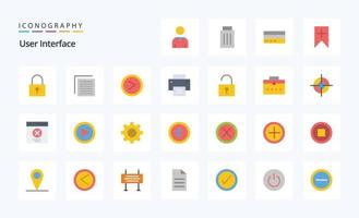 25 User Interface Flat color icon pack vector