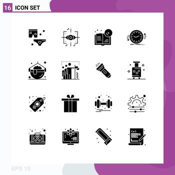 Set of 16 Modern UI Icons Symbols Signs for cook counter book clockwise backup Editable Vector Design Elements