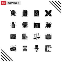 Set of 16 Modern UI Icons Symbols Signs for pedicure nature document herb bloom Editable Vector Design Elements