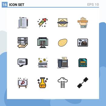 User Interface Pack of 16 Basic Flat Color Filled Lines of ruler learn day hand kitchen Editable Creative Vector Design Elements