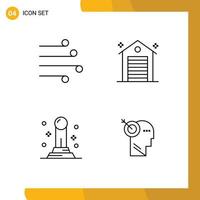 Mobile Interface Line Set of 4 Pictograms of air business weather estate pawn Editable Vector Design Elements