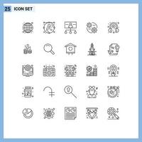 Pictogram Set of 25 Simple Lines of headphone setting hierarchy gear control Editable Vector Design Elements