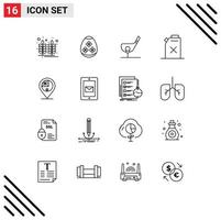 Modern Set of 16 Outlines Pictograph of country oil aim fuel shot Editable Vector Design Elements