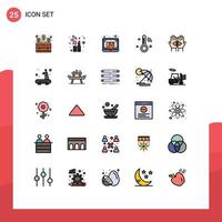 Mobile Interface Filled line Flat Color Set of 25 Pictograms of thermometer iot box internet of things laptop Editable Vector Design Elements