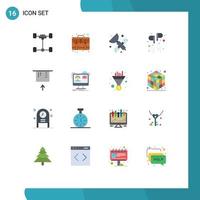 16 User Interface Flat Color Pack of modern Signs and Symbols of smartphone headset payment hand science Editable Pack of Creative Vector Design Elements