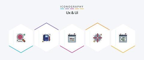 Ux And Ui 25 FilledLine icon pack including website. seo. ui sliders. flowchart. target vector