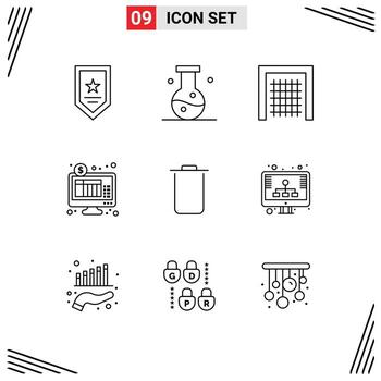 9 User Interface Outline Pack of modern Signs and Symbols of instagram internet banking science internet sport Editable Vector Design Elements