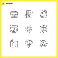 9 User Interface Outline Pack of modern Signs and Symbols of sweets bonbon cloudy food coffee Editable Vector Design Elements