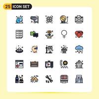 Group of 25 Filled line Flat Colors Signs and Symbols for email copy business equipment bell Editable Vector Design Elements