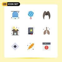 Mobile Interface Flat Color Set of 9 Pictograms of finance bank internet men movember Editable Vector Design Elements