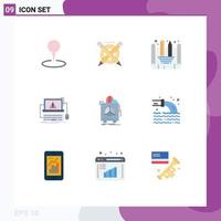 Set of 9 Vector Flat Colors on Grid for fragile system blueprint designing failure crash Editable Vector Design Elements