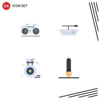 conjunto de 4 paquetes de iconos planos comerciales para sorteo de bicicletas insignia de premio deportivo 5 elementos de diseño vectorial editables vector