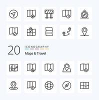 20 Maps  Travel Line icon Pack like edit map location direction map vector