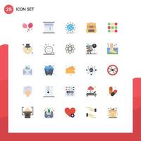 Set of 25 Commercial Flat Colors pack for grid schoolbag globe education worldwide Editable Vector Design Elements