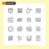 Mobile Interface Outline Set of 16 Pictograms of gadgets messages avatar love human Editable Vector Design Elements